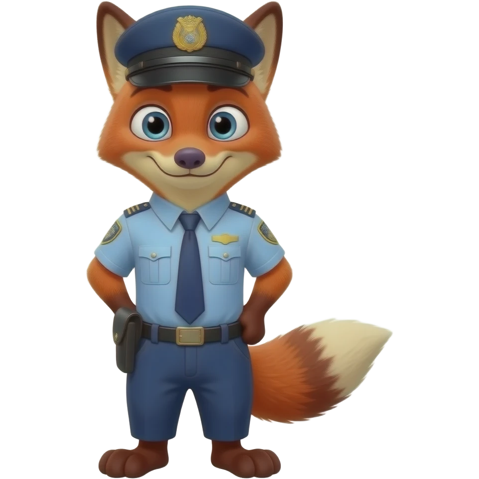 fox standing pose with half body close up wear a driving uniform half body close wear a dirving cap emoji
