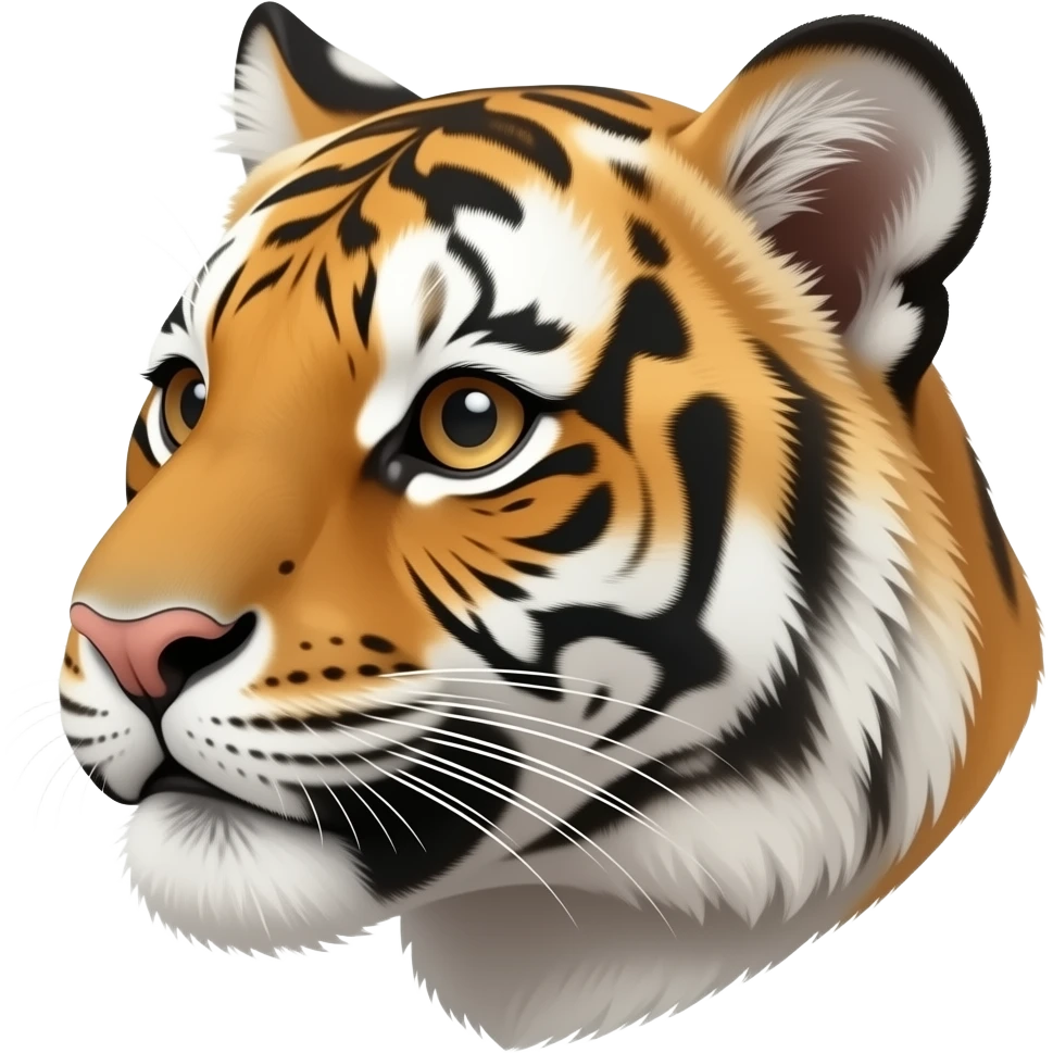 A little bit cute tiger head very realistic Turn sideways gray brown eyes emoji