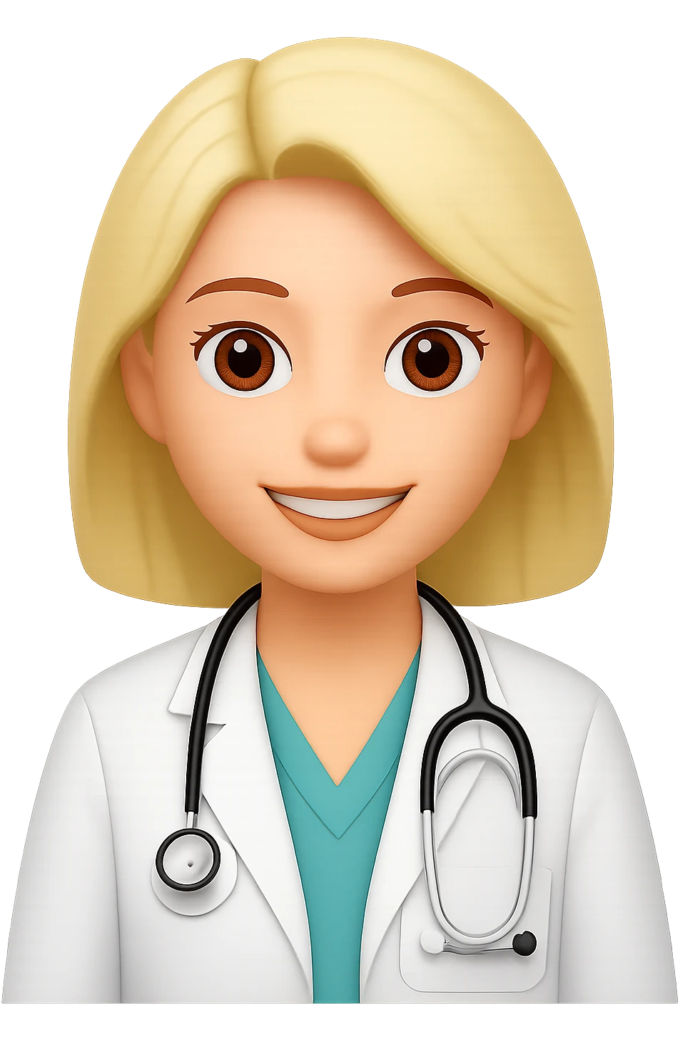 A woman doctor emoji, bigger emoji