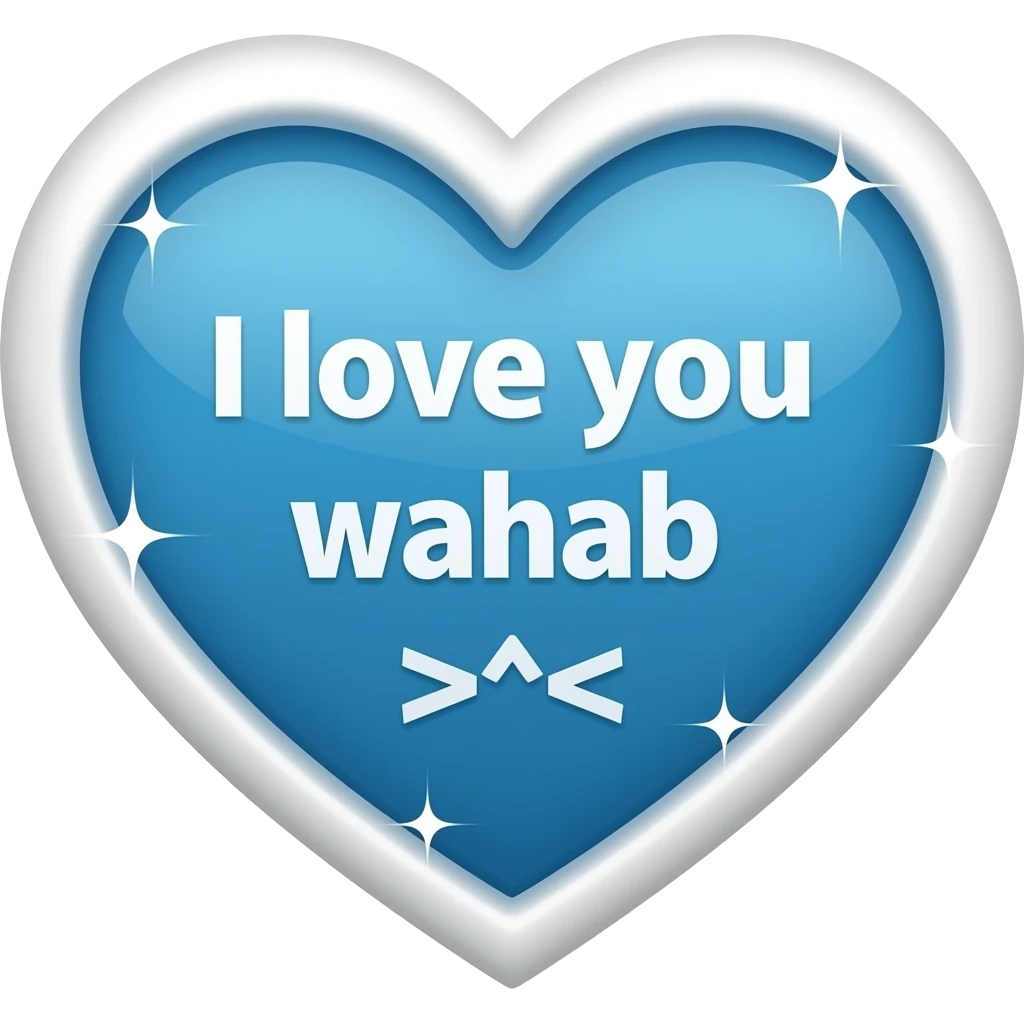 i want a blue heart that says inside (i love you wahab >^<) with sparkles around, add a frame to the heart in white (heart frame) emoji