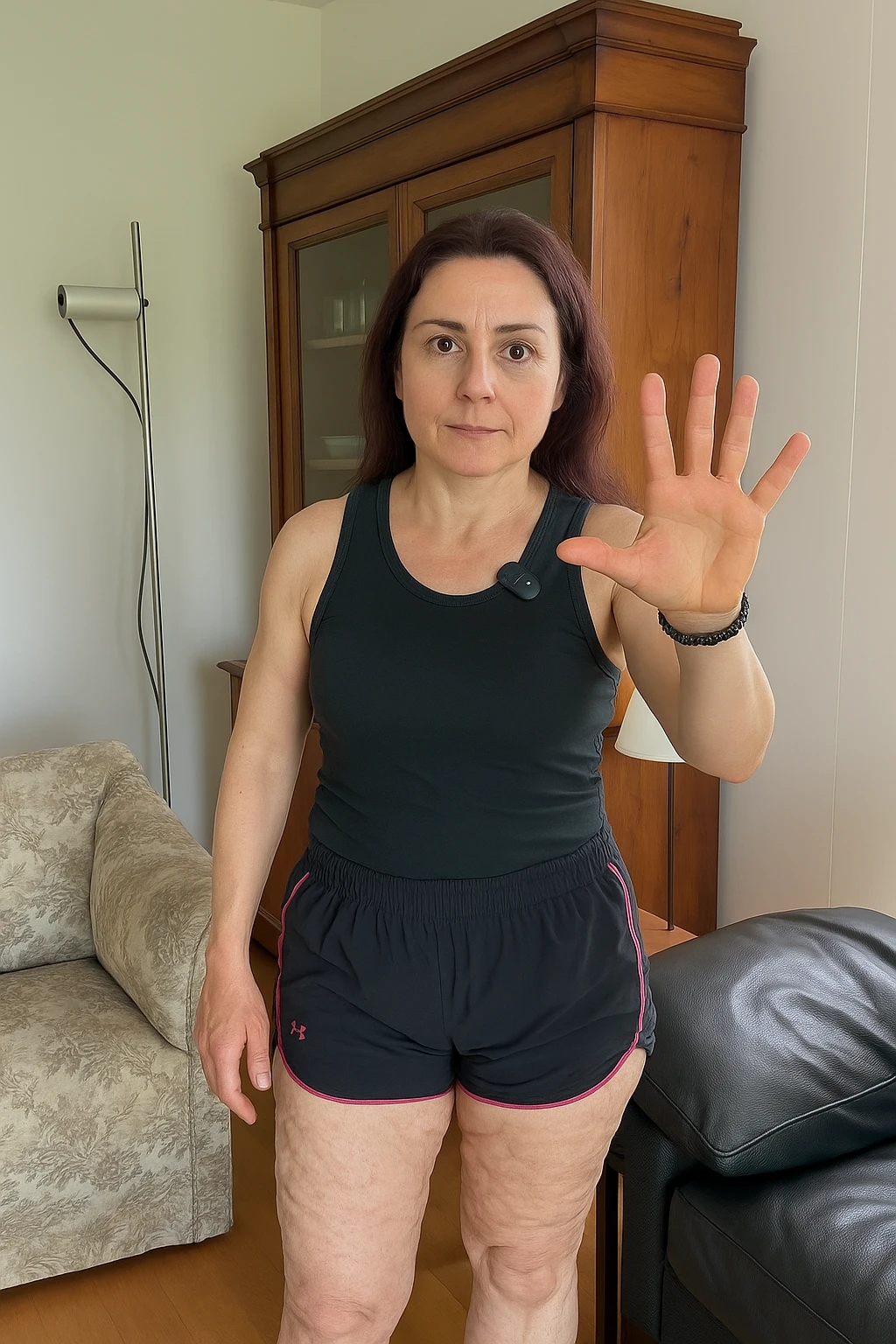 Donna con cellulite sulle cosce emoji