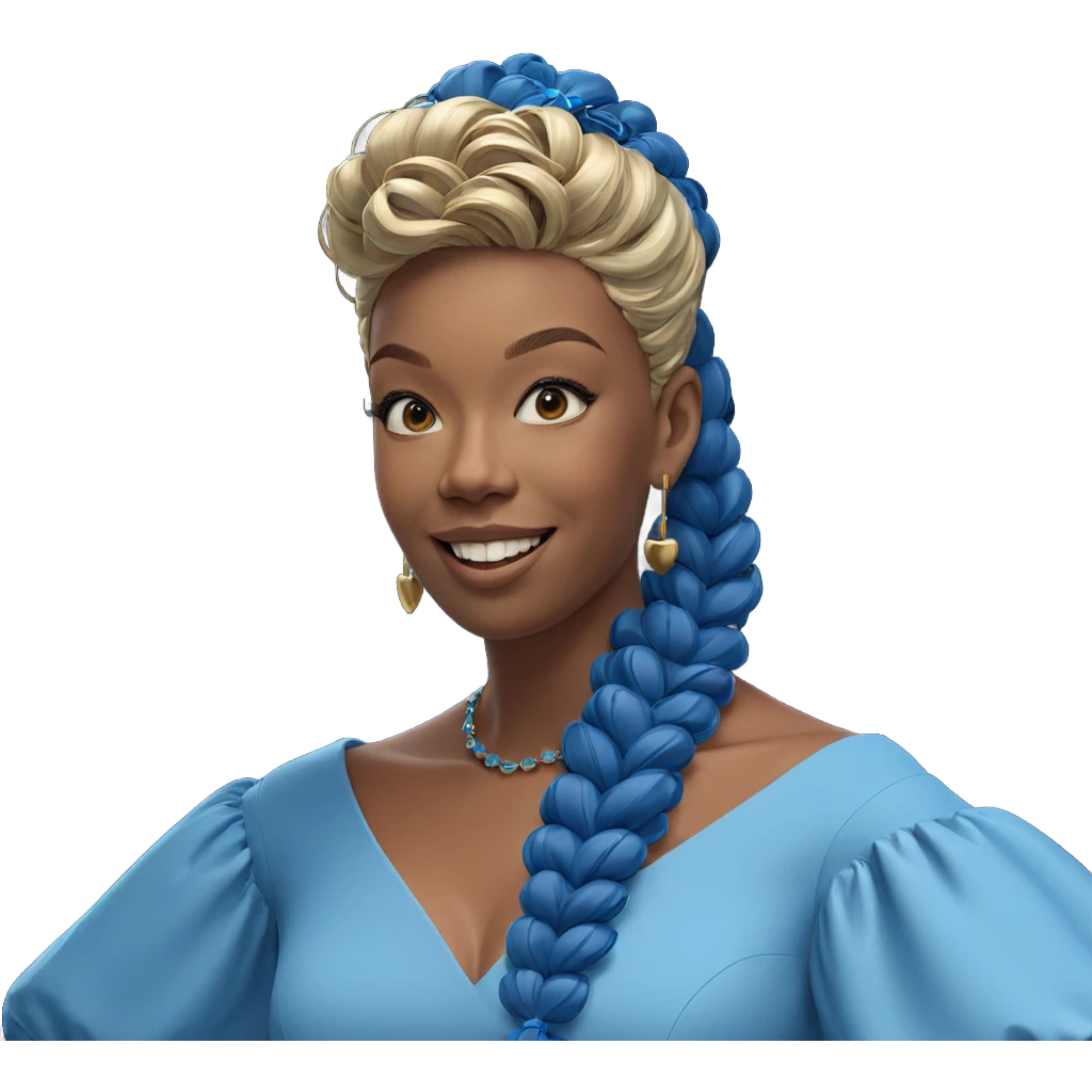 smiling girl in blue dress emoji