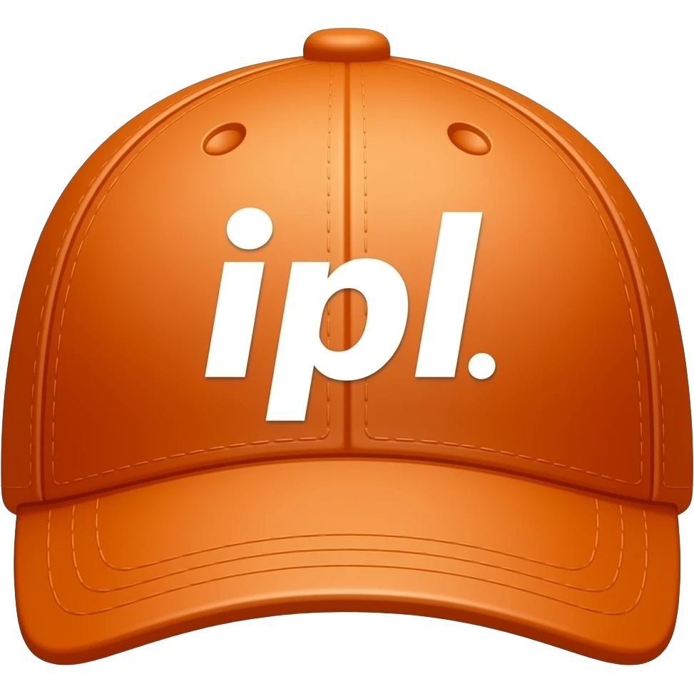 An orange cap with ipl logo in the middle of the front part emoji