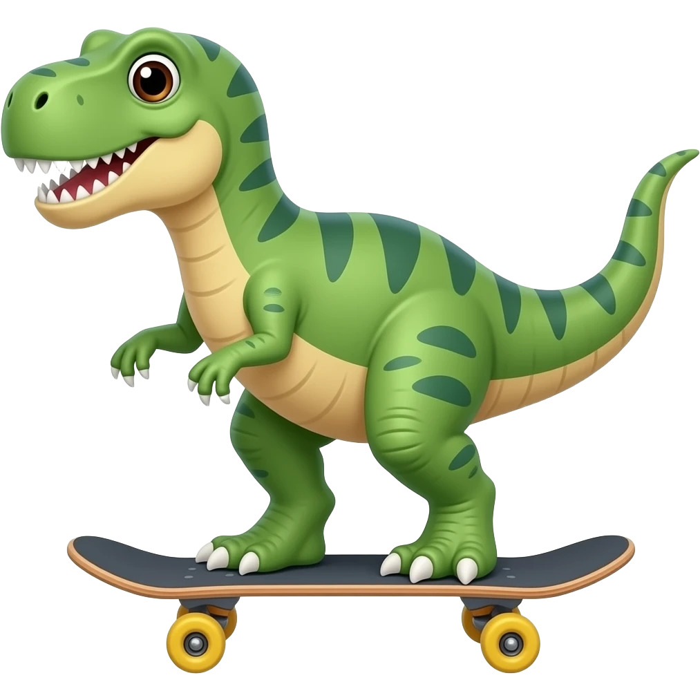 Dinosaur on a skateboard emoji