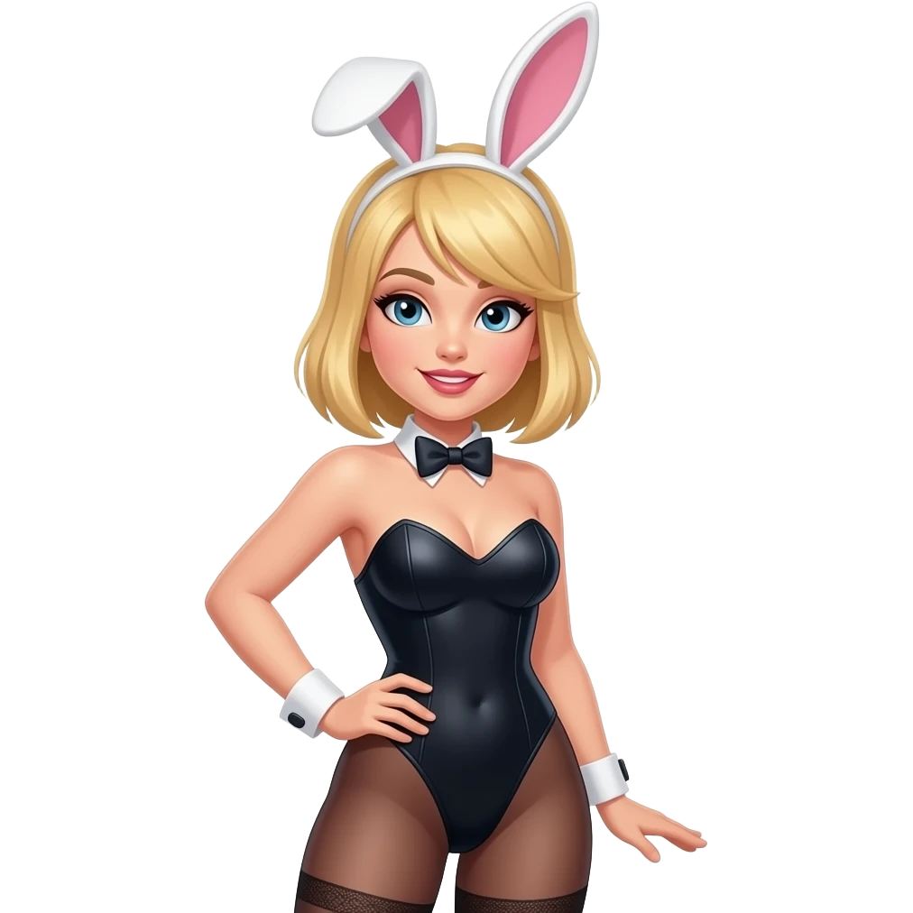 Playboy cartoon girl short blonde full body bunny sexy emoji
