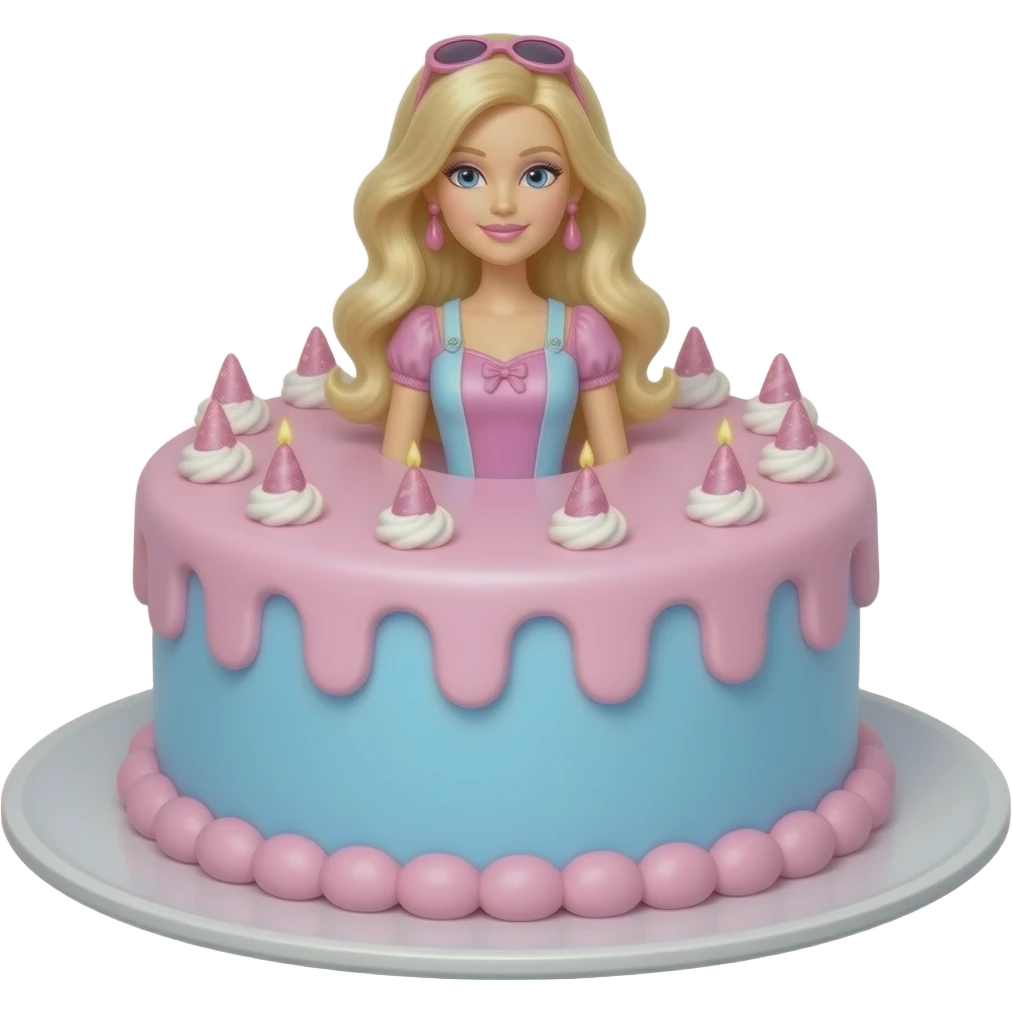 Display cake showcase inspired by barbie emoji