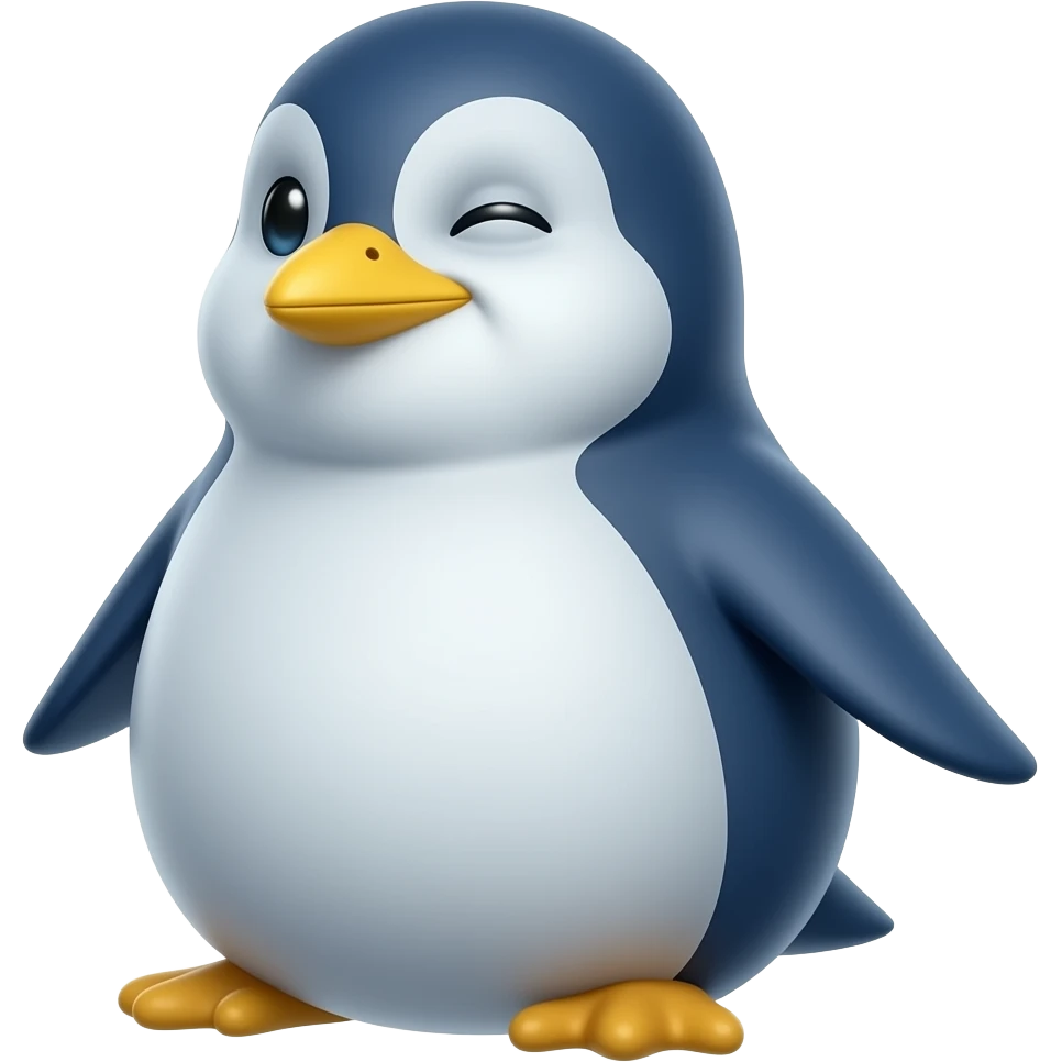 suspicious blue penguin one eyebrow raise angled view emoji