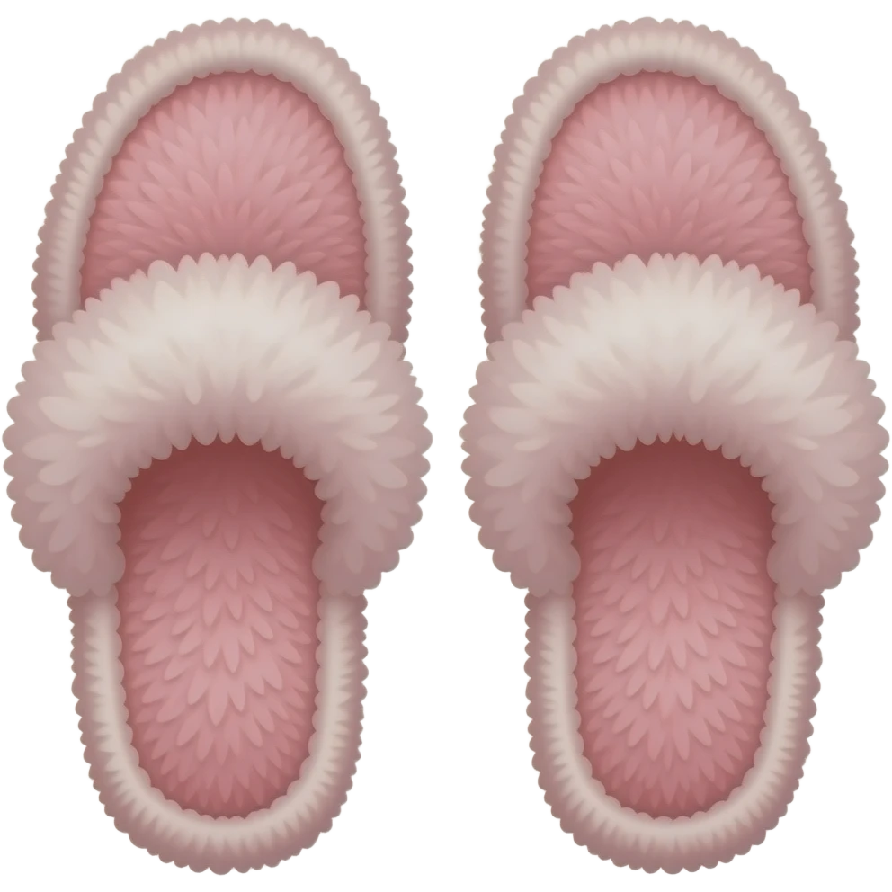 Crée 1 emoji iOS 18 représentant un univers cosy et esthétique de créatrice.Éléments : chaussons rose avec des poils. l'ensemble est isolée sur un fond blanc. emoji