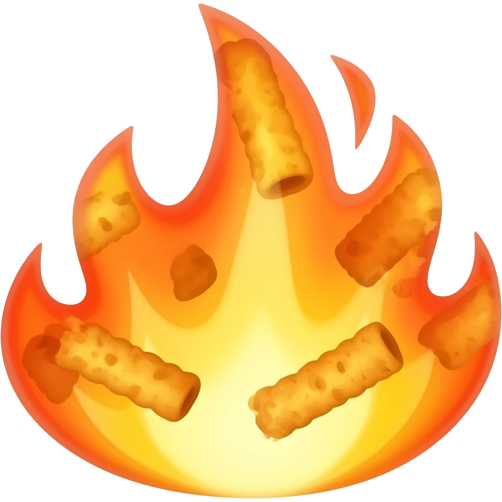 A flaming hot Cheeto chip emoji