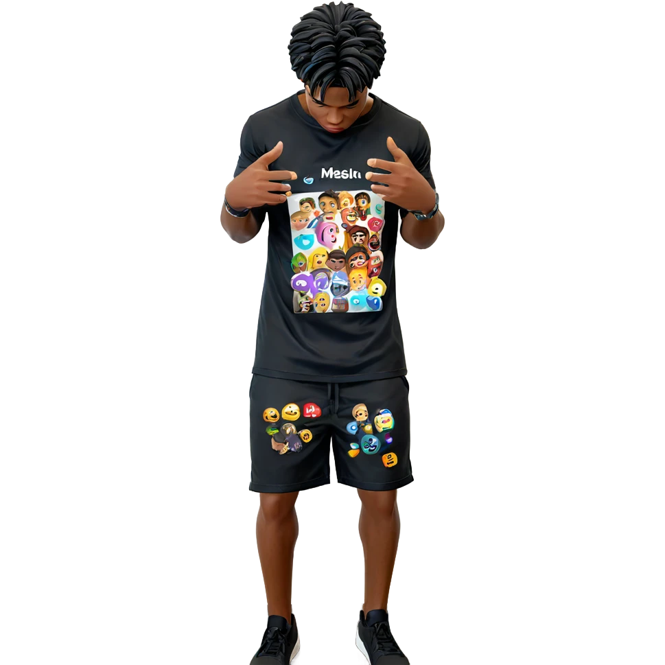 black shirt and shorts look emoji