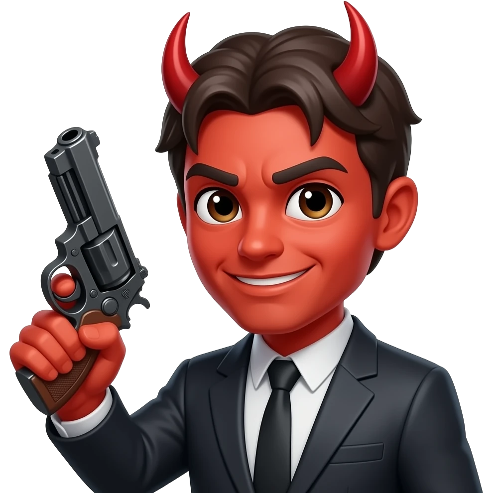 Un emoji del diablo con una pistola emoji