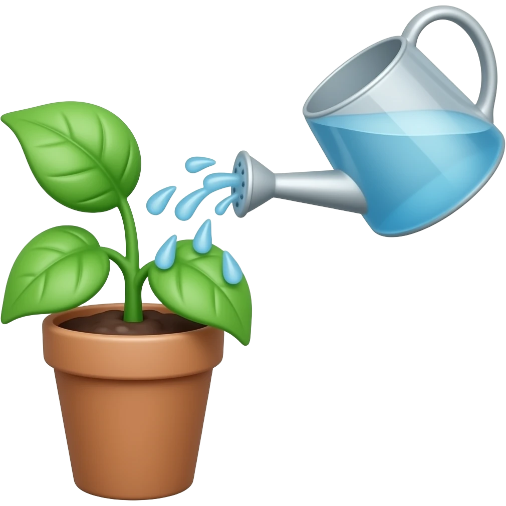 happy plant emoji while watering emoji