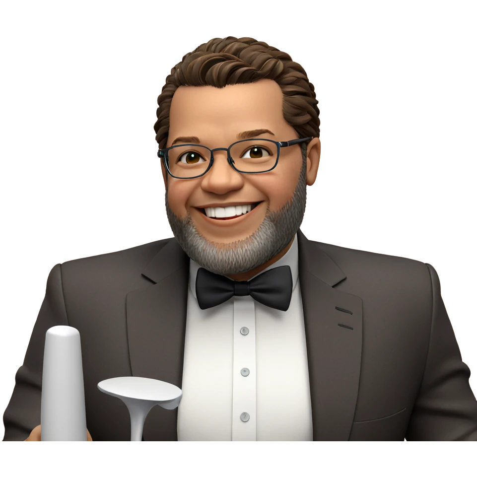 dapper boy with glasses smile emoji