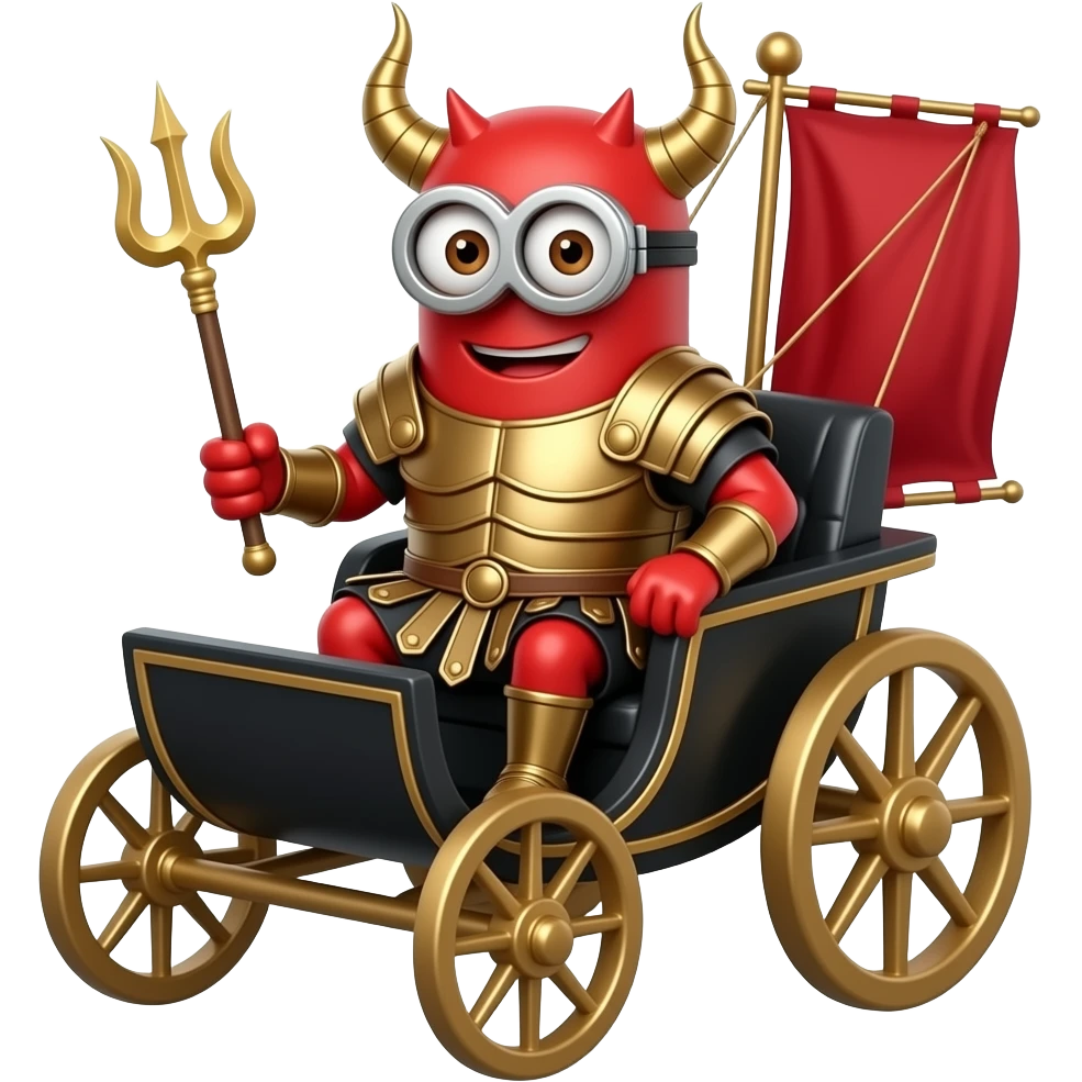 minion devil in roman armor on a roman chariot emoji