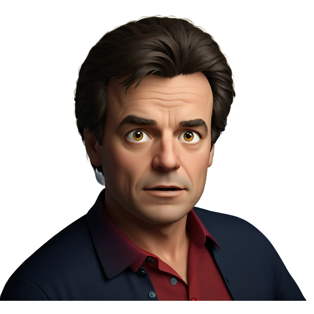 male in red shirt indoors emoji