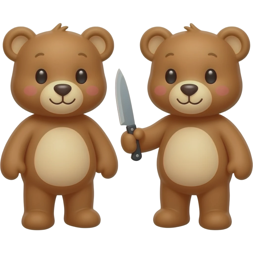 a teddy bear giving a knife to another teddy emoji