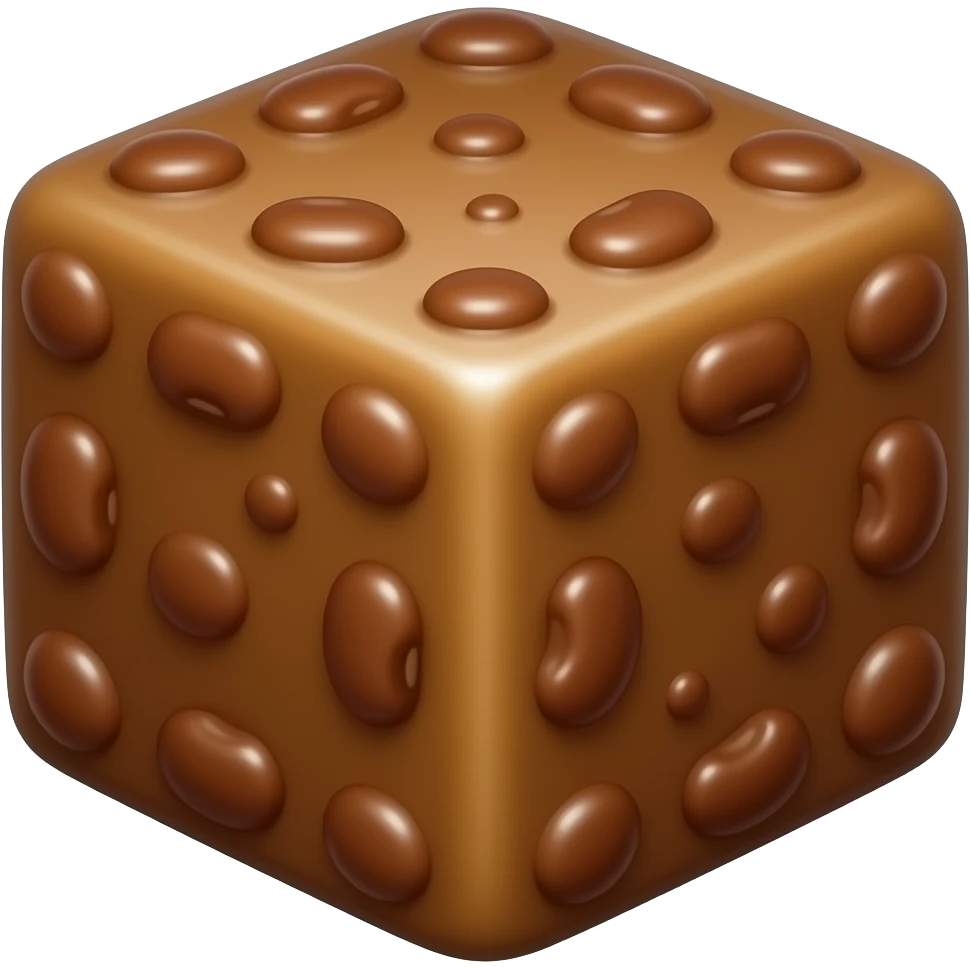 Bean stew cube. Single textured cube - No greens, just brown beans emoji