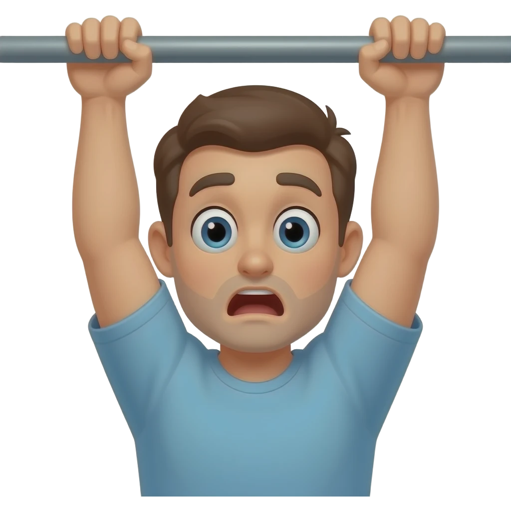 a man hanging on the bar shocking expression emoji