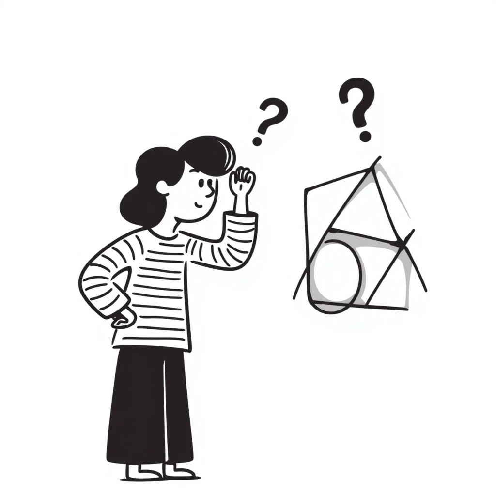 a person trying to solve a puzzle, scratching their head with a big question mark above, playful doodle style emoji
