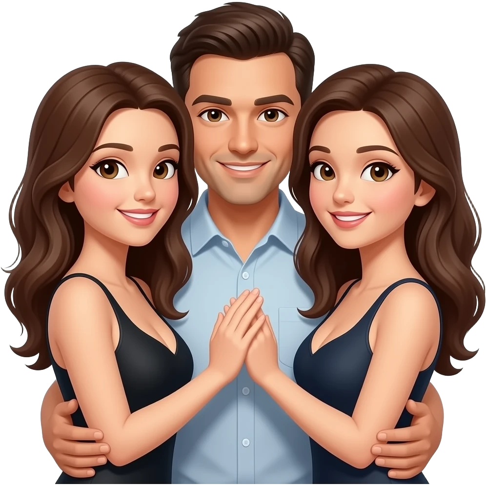 Sexy threesome. 2 women one male. emoji