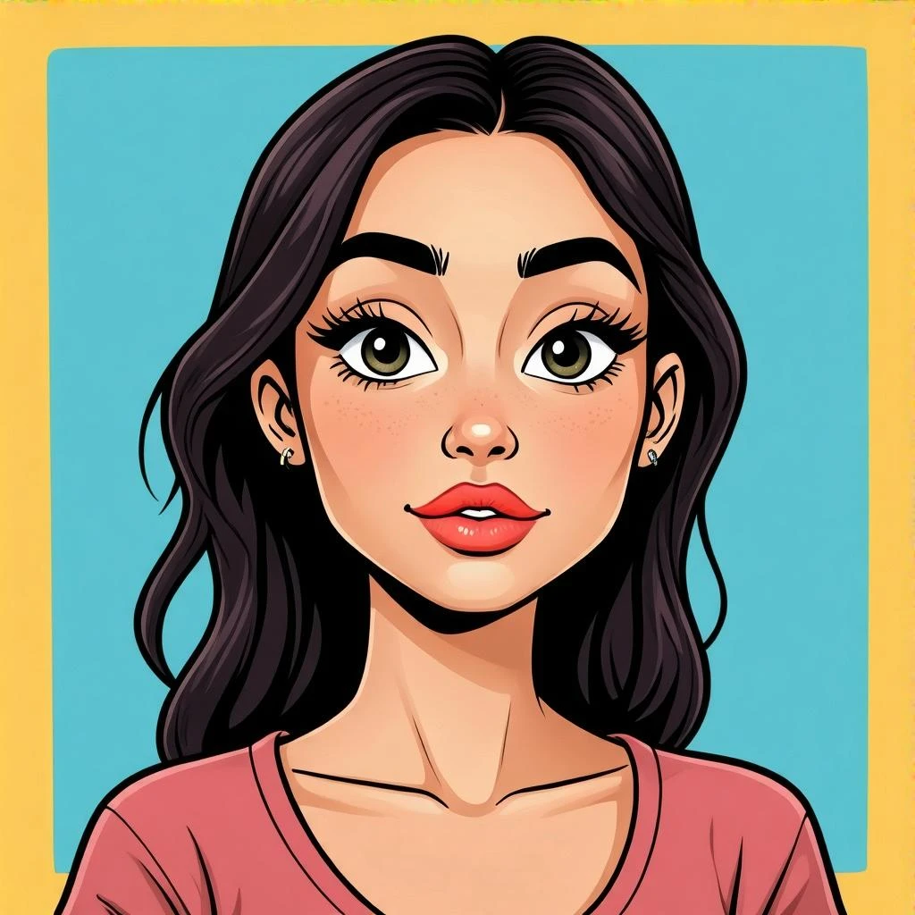 a woman with thin eyebrows (cartoon colourful style) emoji