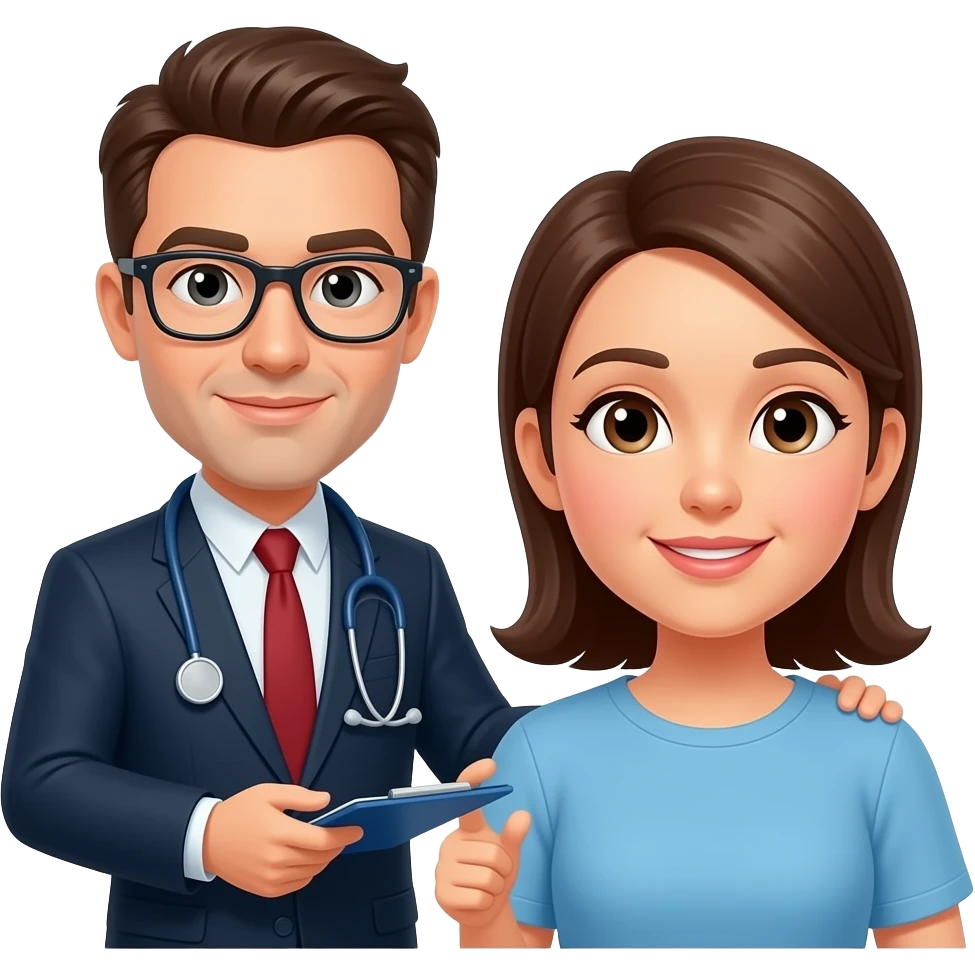 Hair transplant director with patient.There shoul be two person emoji
