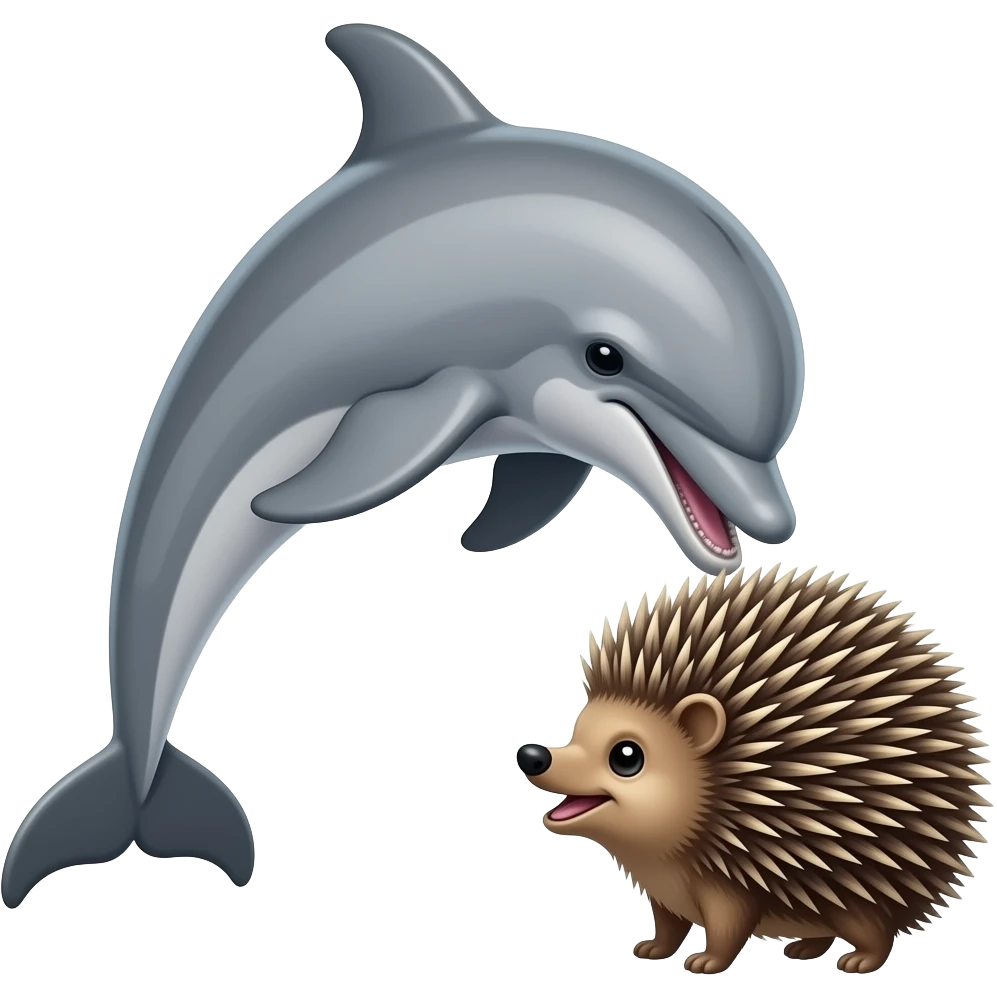 A dolphin banging a porcupine emoji
