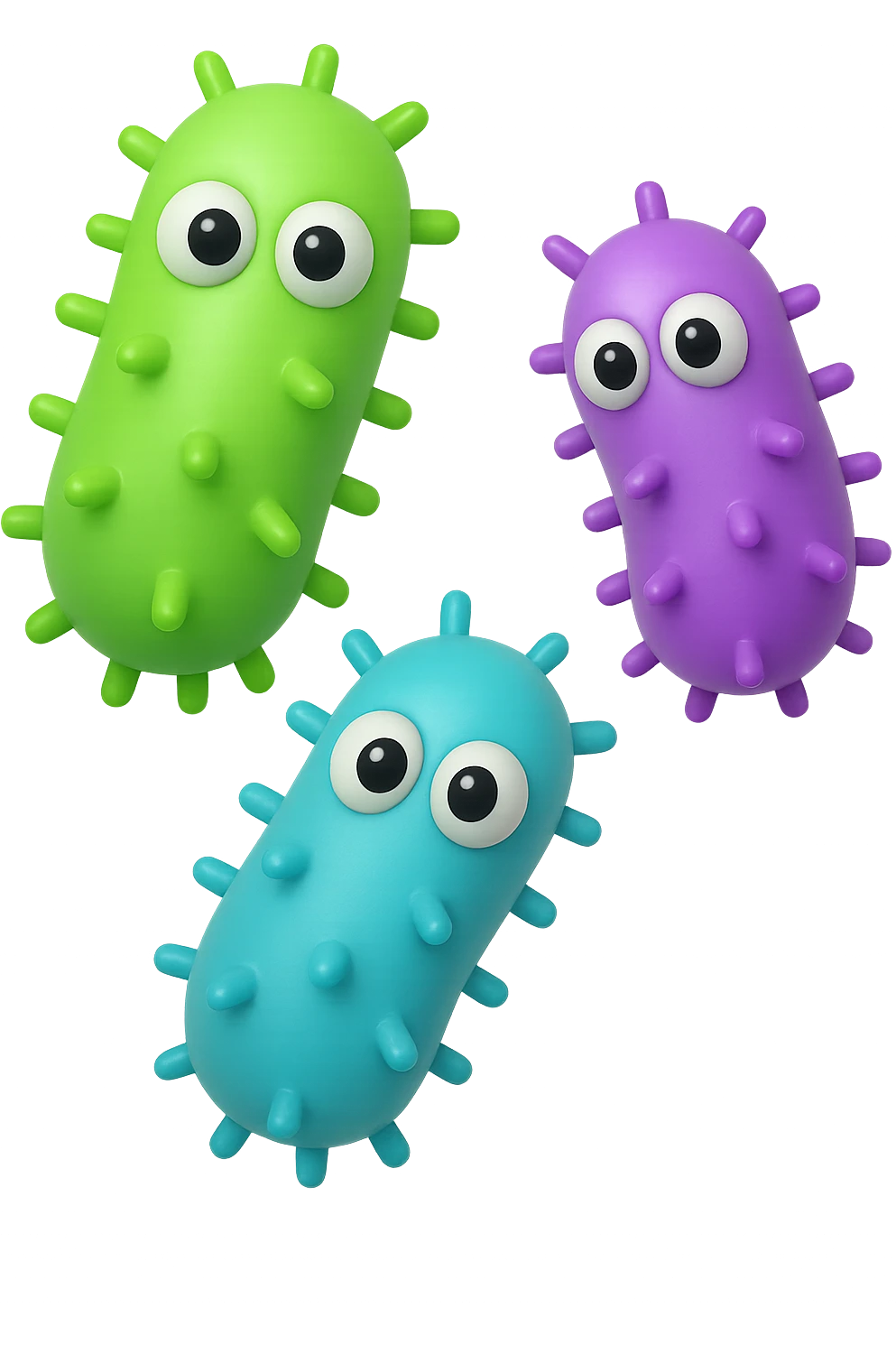 emoji con tre batteri intestinali con occhi 3d emoji