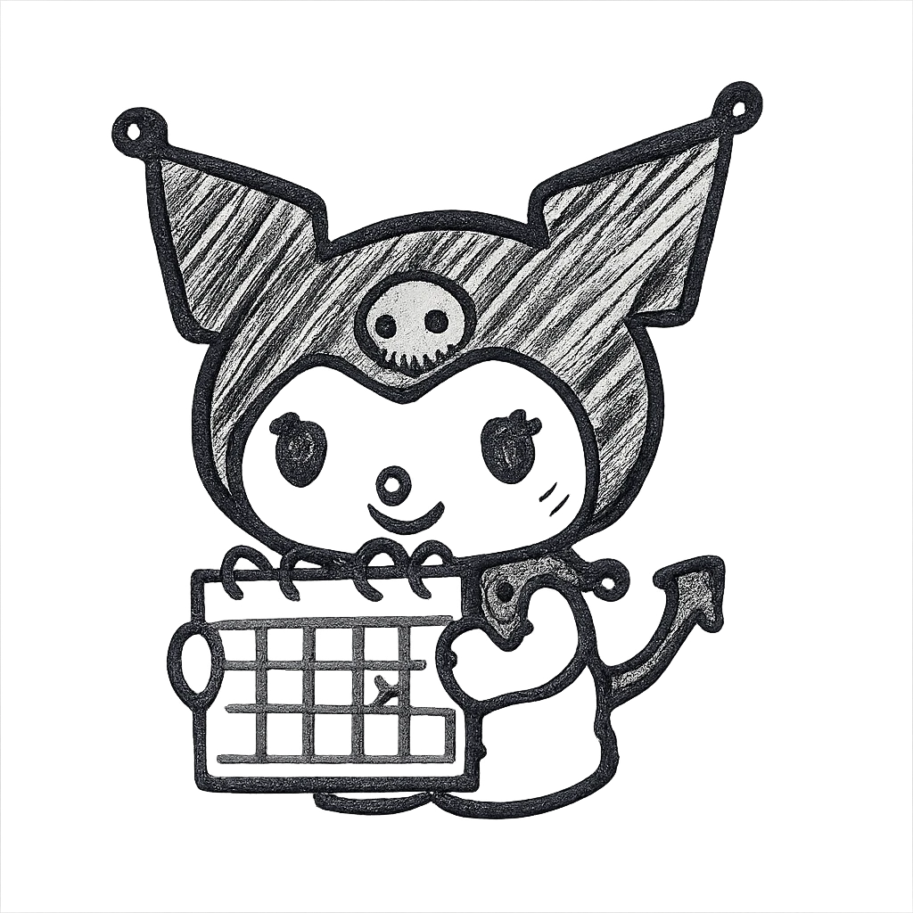 kuromi holding a calendar emoji