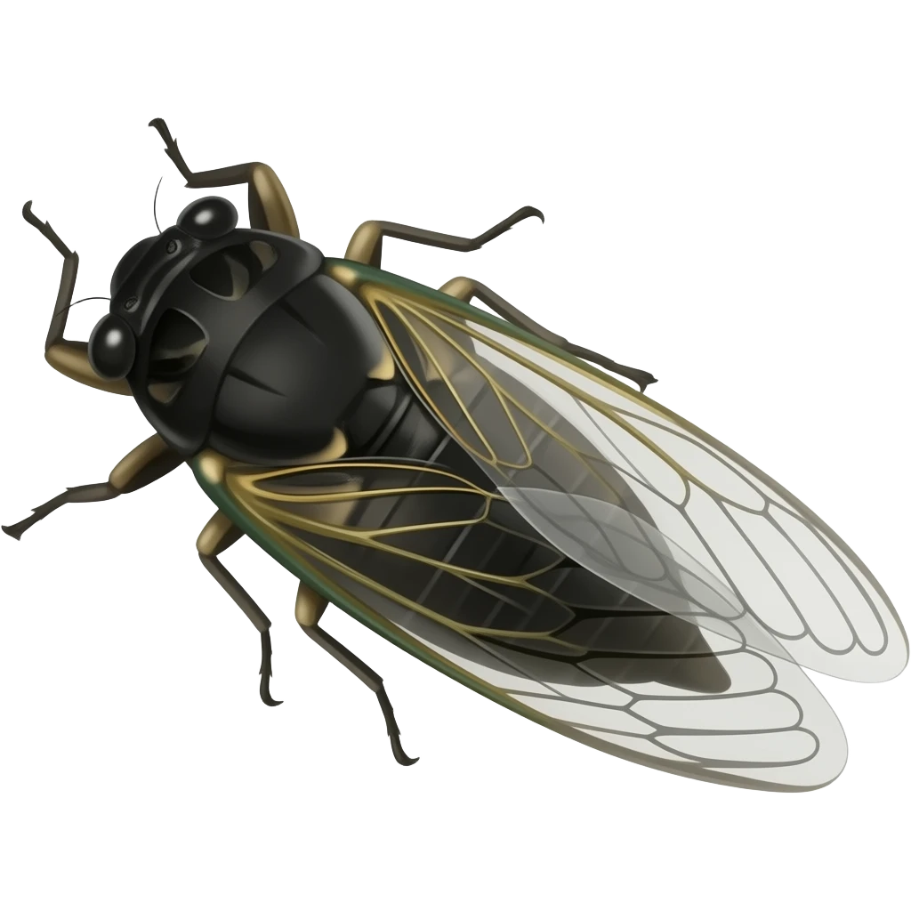 black cicada, side view emoji