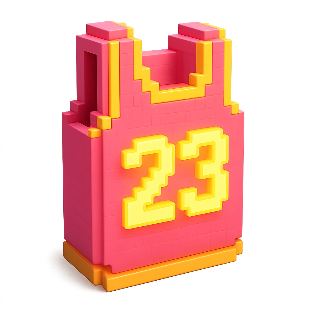 розовая баскетбольная майка со светящейся надписью "23", no background emoji