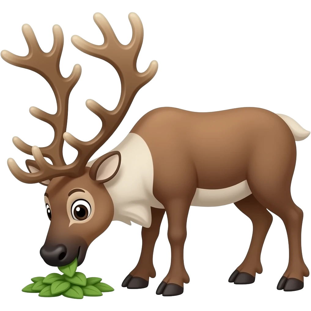 Cartoon caribou eating emoji