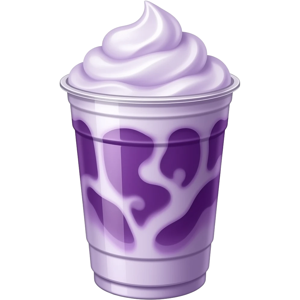 purple latte, realistic, iced drink, creamy foam, milk swirl, transparent cup, aesthetic, clean background, studio lighting emoji