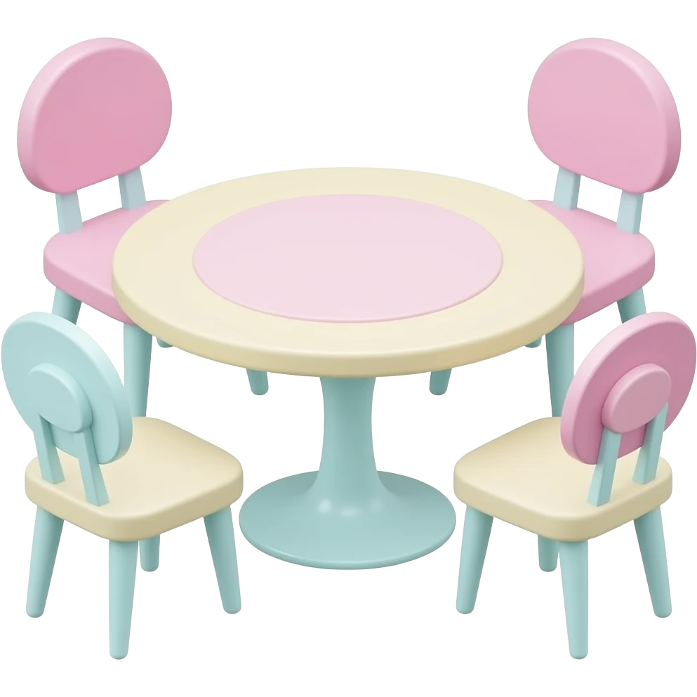 Cute pastel tables and chairsBarbie-inspired  with pastel barbie colour emoji
