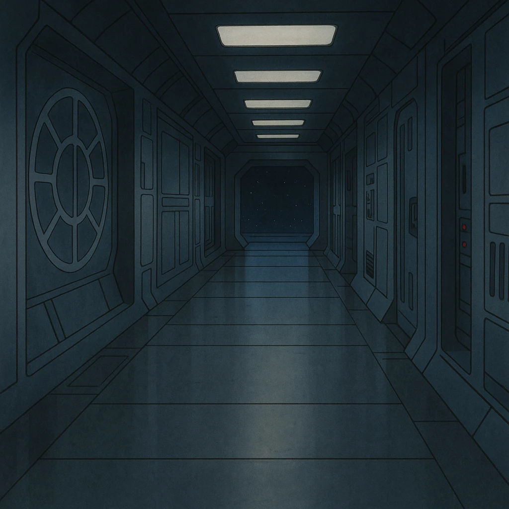 An empty quiet hallway, death star interior, star destroyer interior, star wars emoji