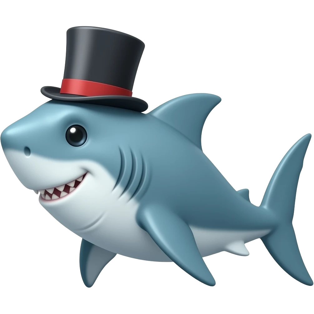 Shark with a top hat emoji