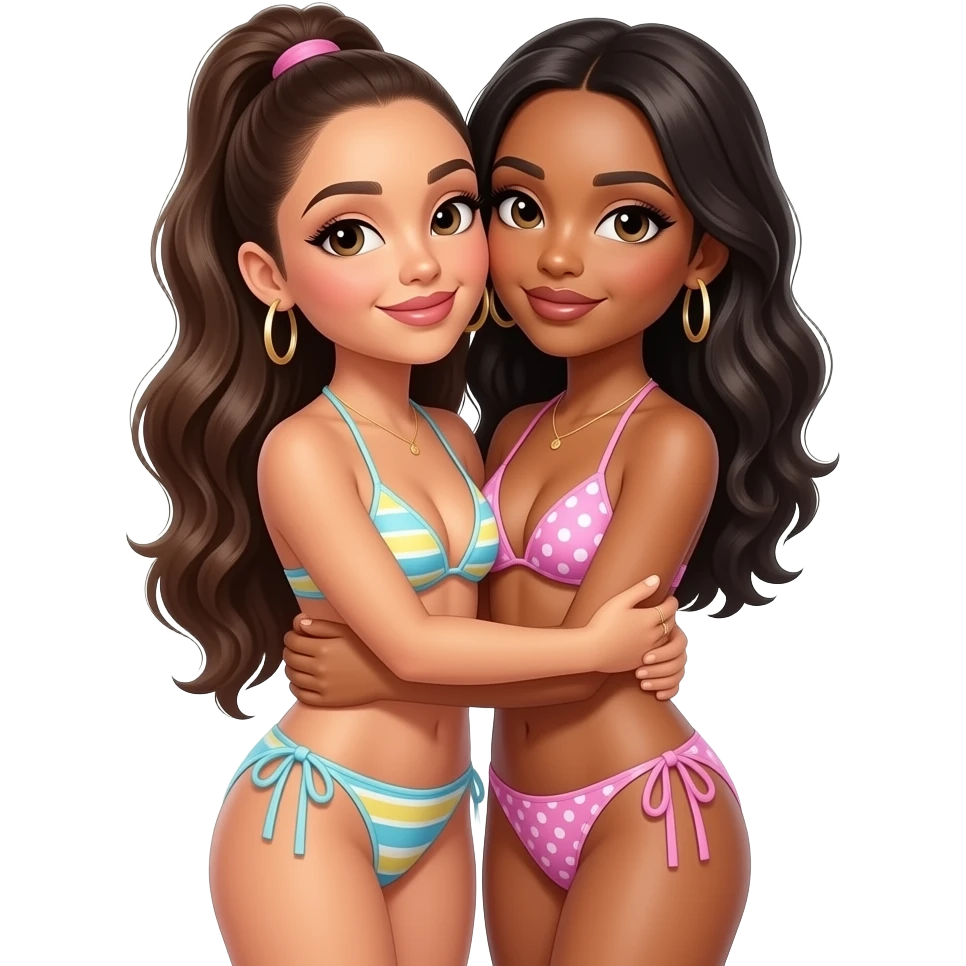 ariana grande hugging naomi scott in tiny bikinies bottomless emoji