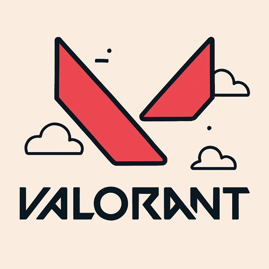 Valorant logo, stylized V, modern, angular, red and black, gaming logo style emoji