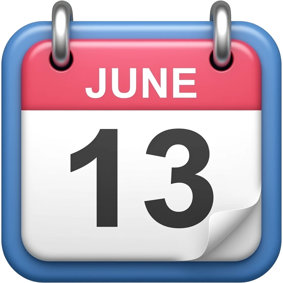 blue and pink calendar that says june 13th emoji