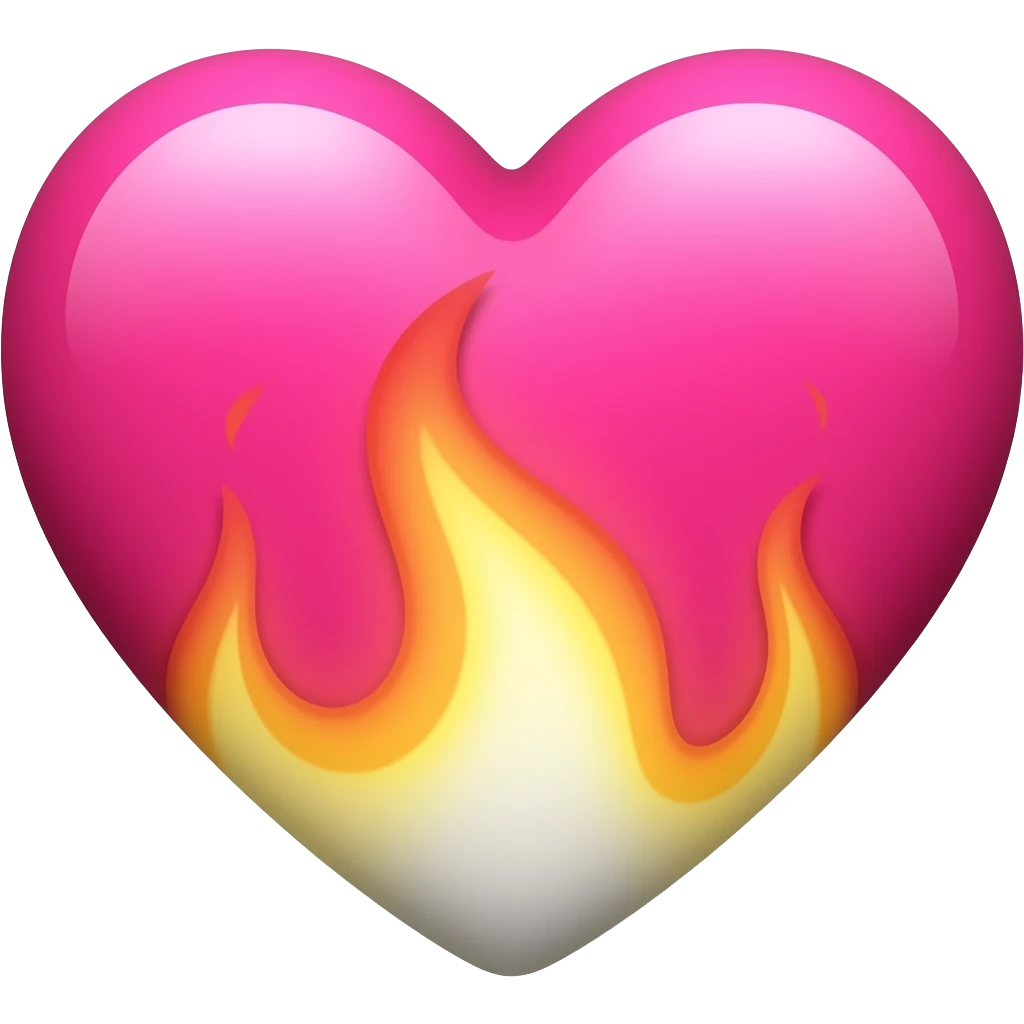 the pink poker heart involved in flames pink emoji