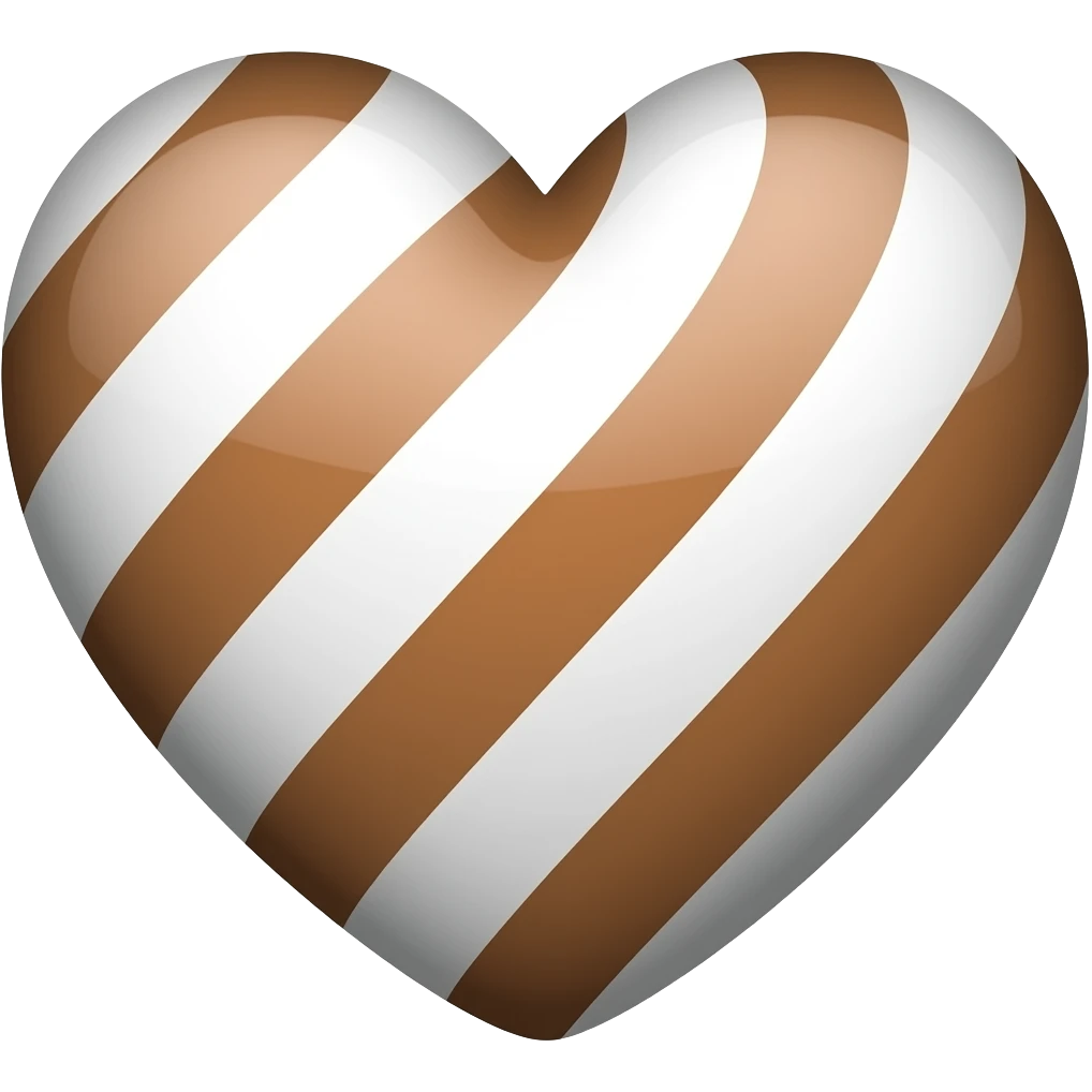 A heart striped with light, dark brown and white emoji
