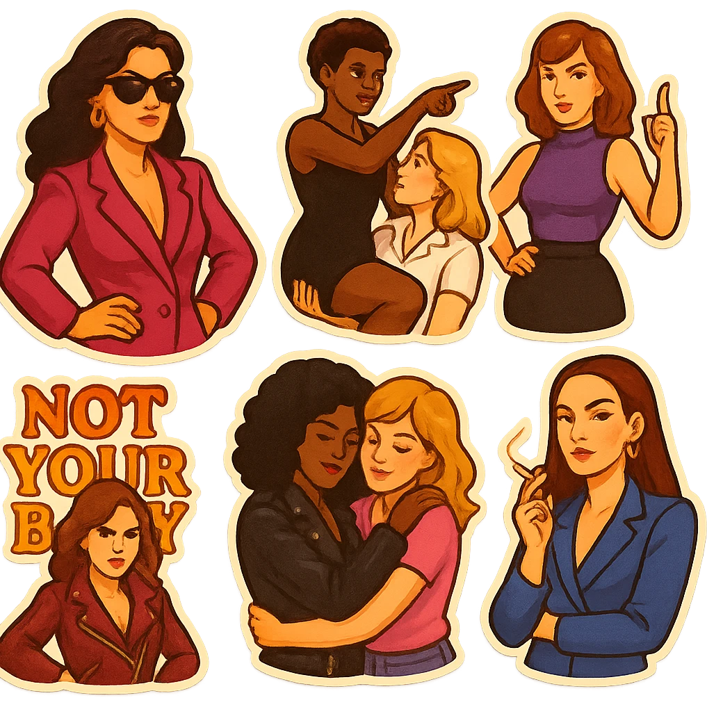 lesbian sticker pack - women who made it for women who love women - bossy dominative style, mood: affectionate emoji