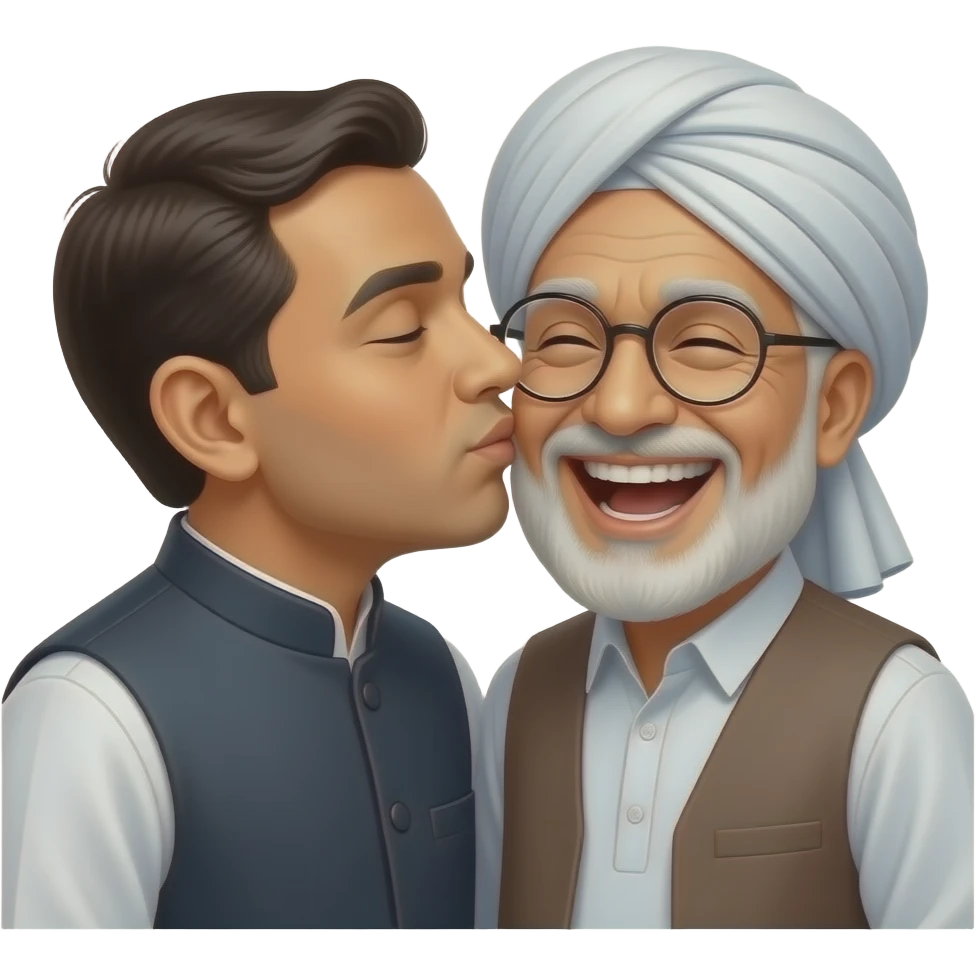 Create an emoji



Congress leader RAHUL GANDHI kissing a Muslim Mulla 💋 and laughing together emoji
