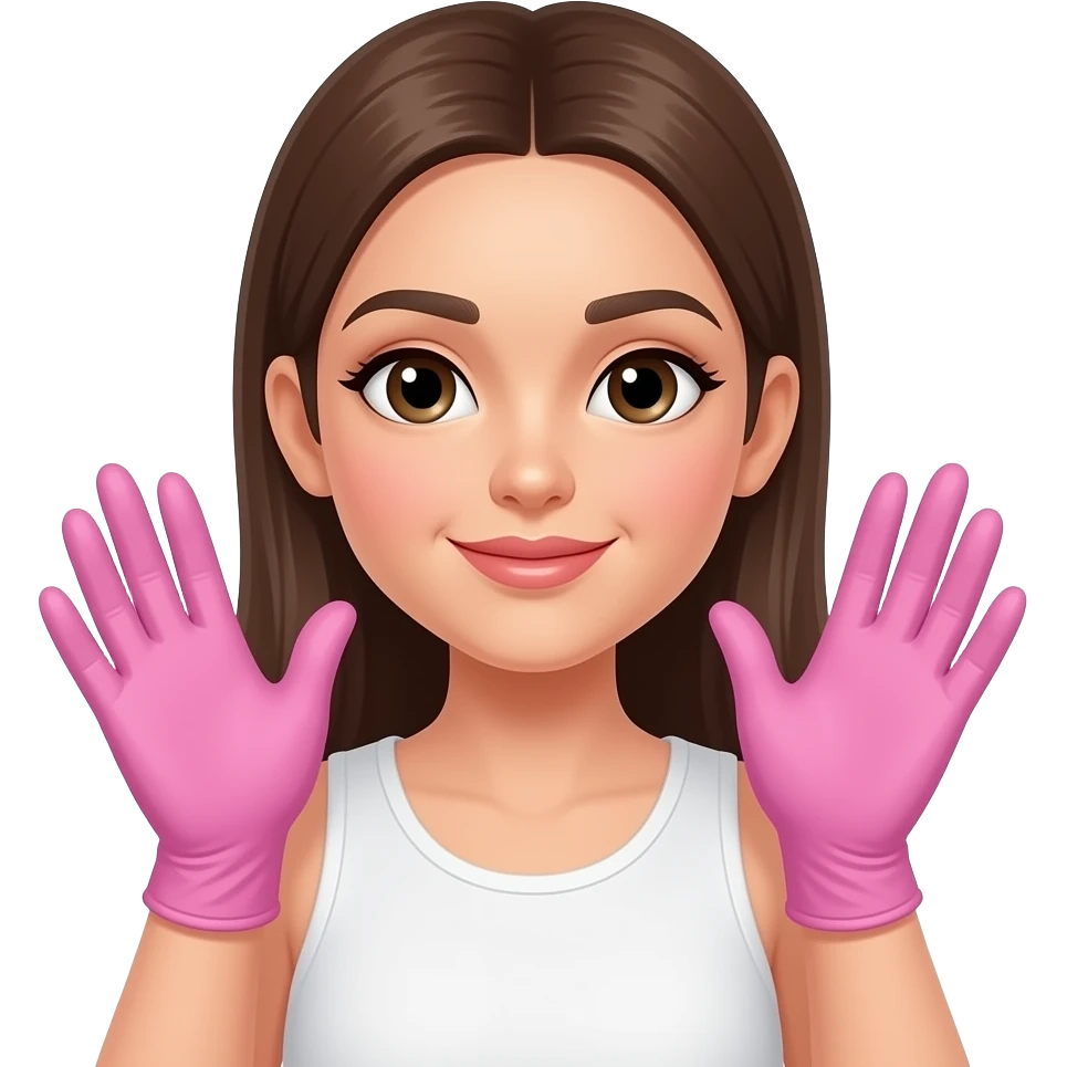 girl estethician putting on pink gloves emoji