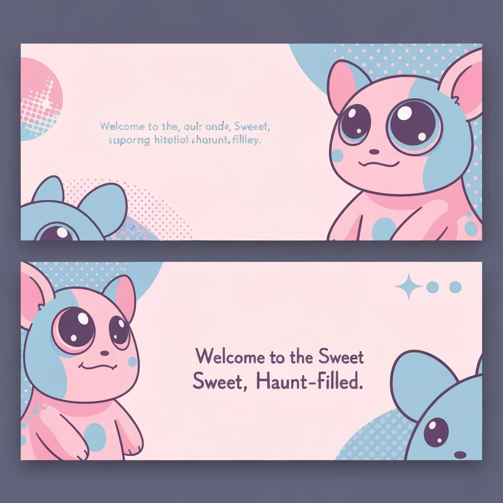 pastel horror banner, cute, expressive, minimal, variation 3 emoji