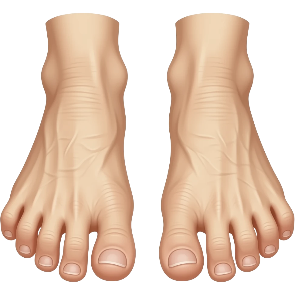 feet with long wrinkly fingers instead of toes emoji