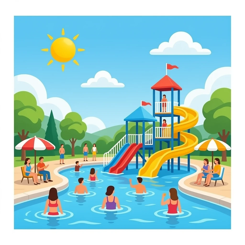 Waterpark with people emoji