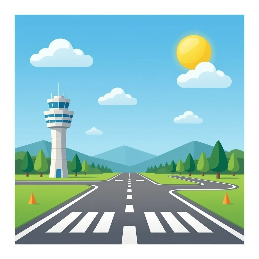 Airport with runway and ATC tower emoji