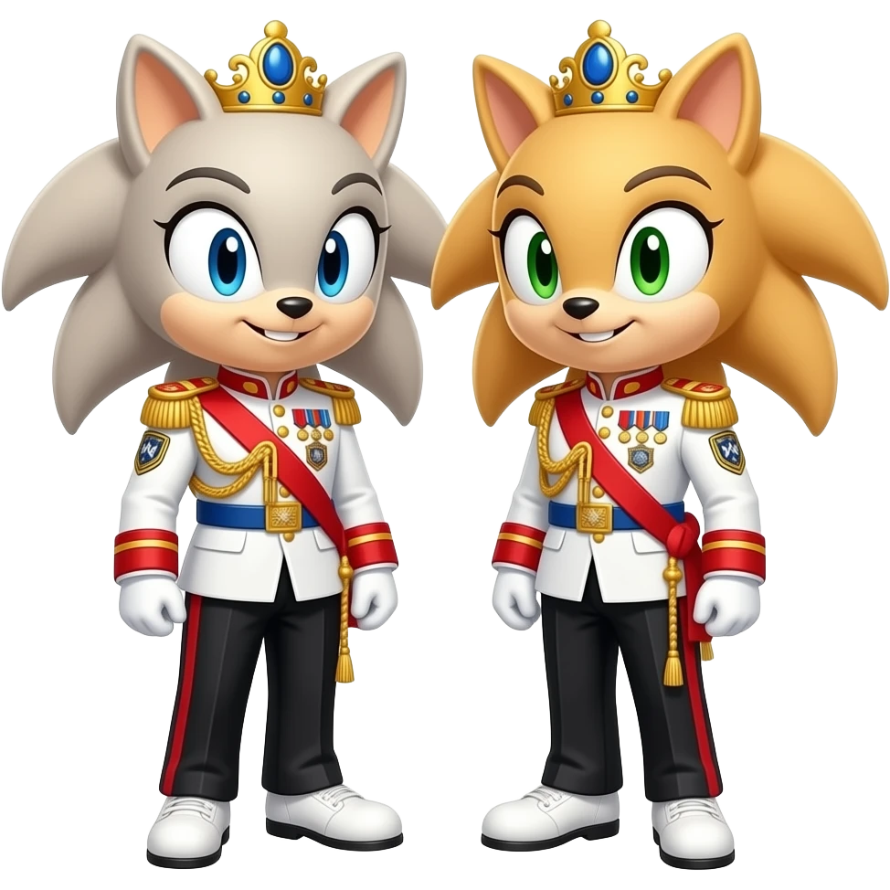 Cream the rabbit and vanilla the rabbit from sonic x are same wearing gold tiara white military tunic arm badge shoulder cord medal red sash blue belt black trouser with both side red stripe white shoes and they both reached at Kurukshetra Haryana indian war that means righteous place emoji