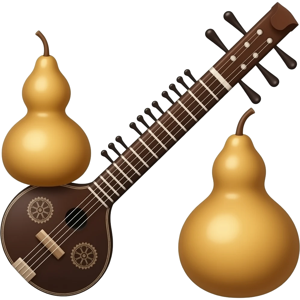 saraswati veena, not a sitar, it should be dark brown in color and should have two gourds(not the vegetable gourd, the one that is naturally part of the instruemnt) on each side, left one bigger than the right emoji